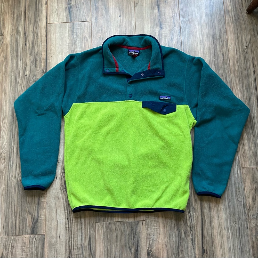 Patagonia Synchilla Fleece Quarter Snap in two-tone green
